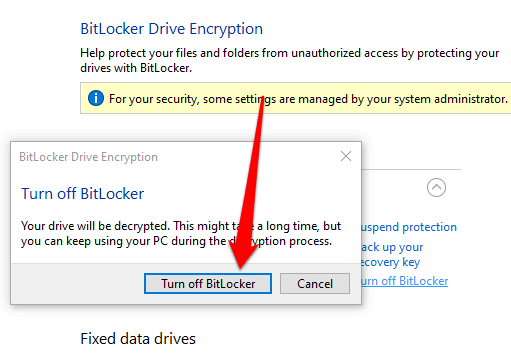 Cómo desactivar o desactivar Bitlocker en Windows 10