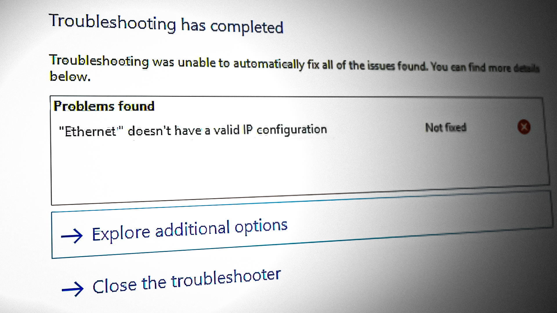 Oprava nemá platnou konfiguraci IP ve Windows