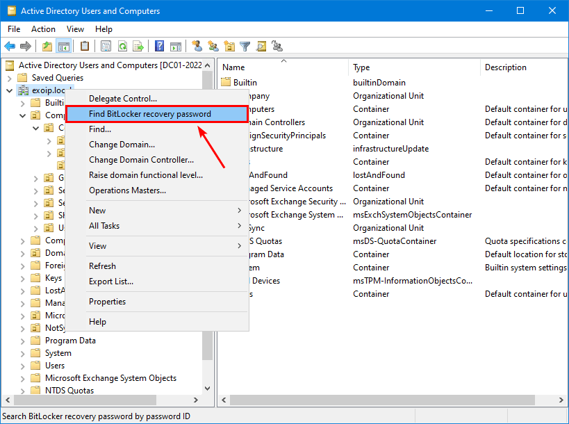 Exportujte klíče pro obnovení bitlocker z Active Directory s PowerShell