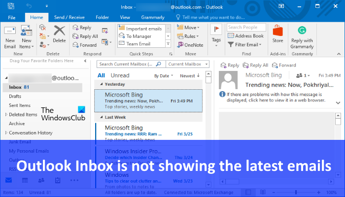 Doručená pošta Microsoft Outlook nezobrazuje nejnovější e -maily ...
