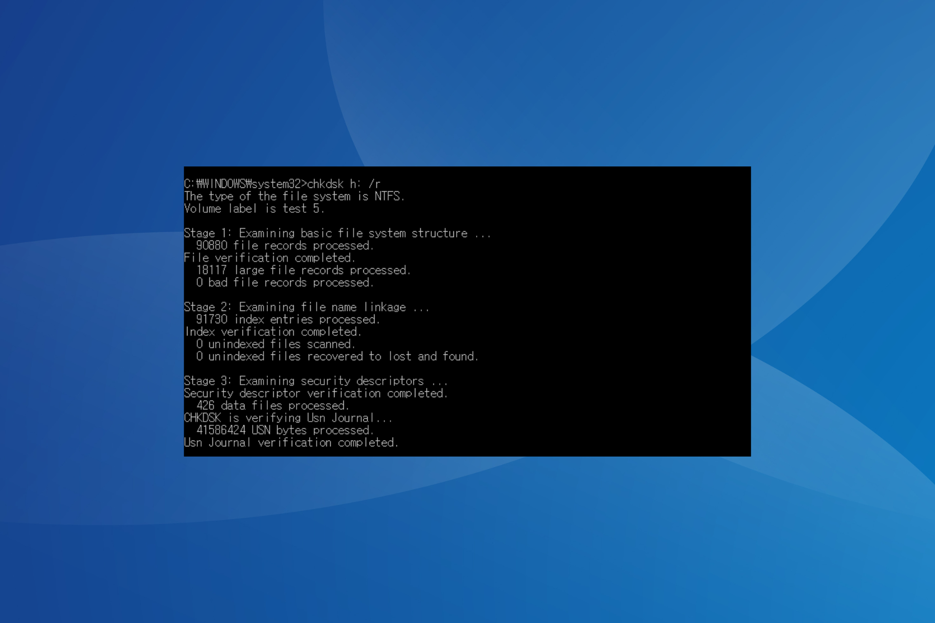 Fix Bei CHKDSK bleibt die Überprüfung des USNJournals hängen