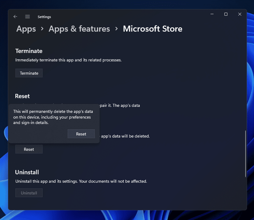 Behebung, dass der Microsoft Store unter Windows 11 nicht geöffnet wird