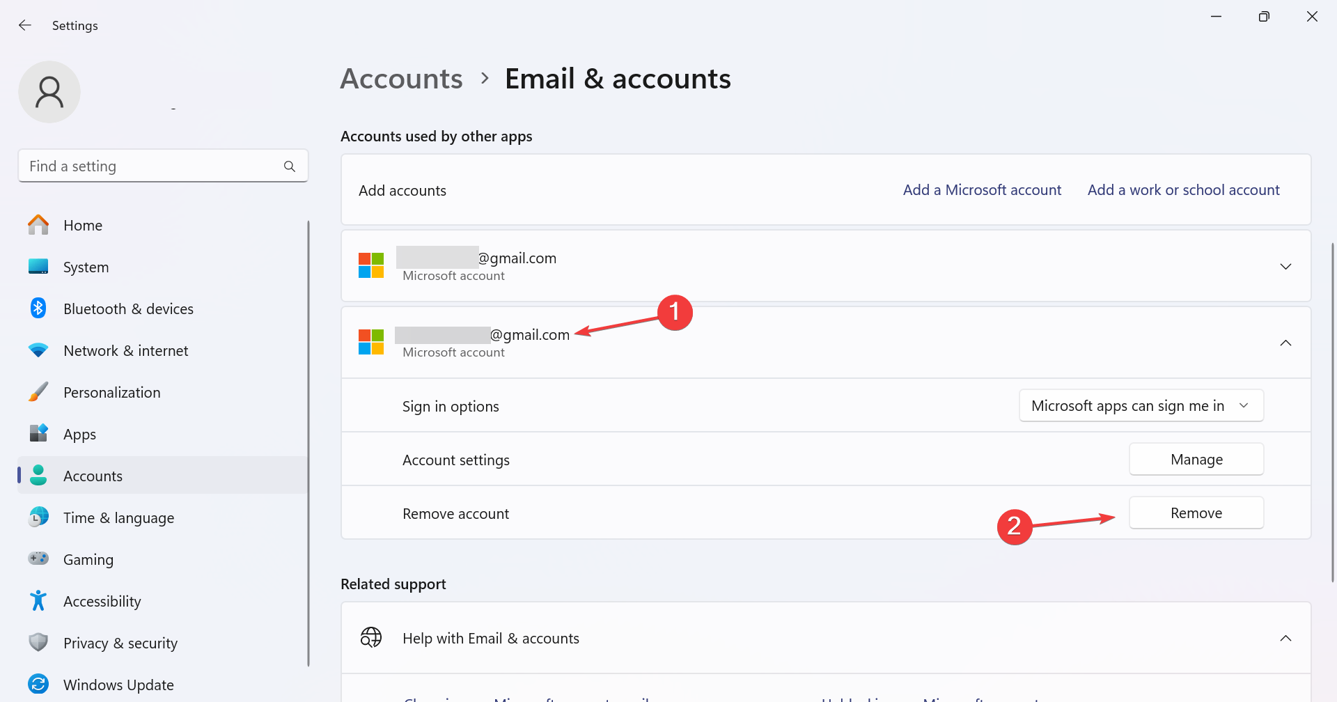 So entfernen Sie von anderen Apps verwendete Konten unter Windows 11