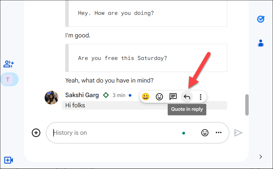 So zitieren und antworten Sie auf eine bestimmte Nachricht in Google Chat