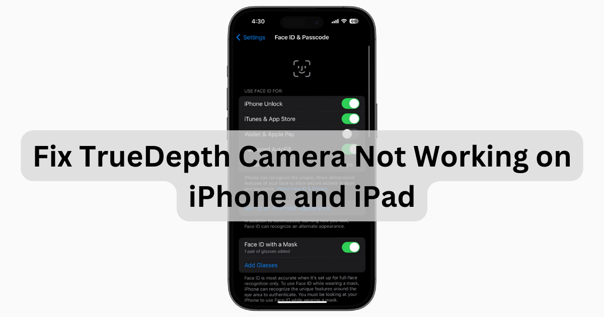 Correction de la caméra TrueDepth qui ne fonctionne pas sur iPhone et iPad