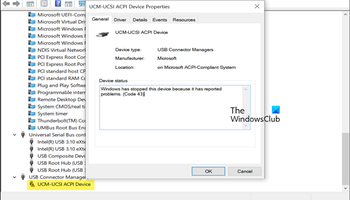 Erreur du pilote de périphérique ACPI UCM-UCSI sous Windows 11/10 ...