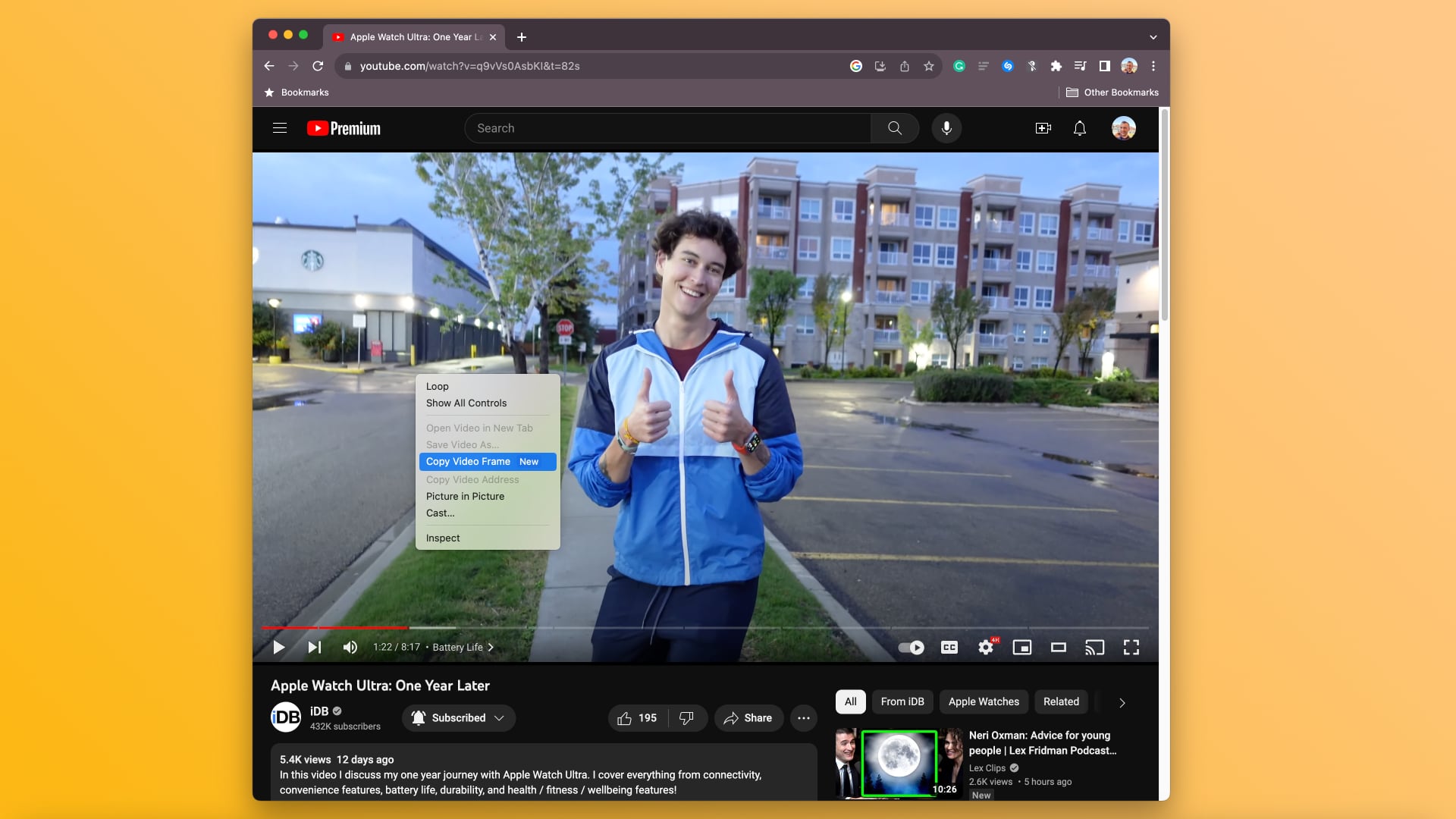 Google Chrome Cómo copiar un fotograma de vídeo de resolución completa sin tomar una captura de