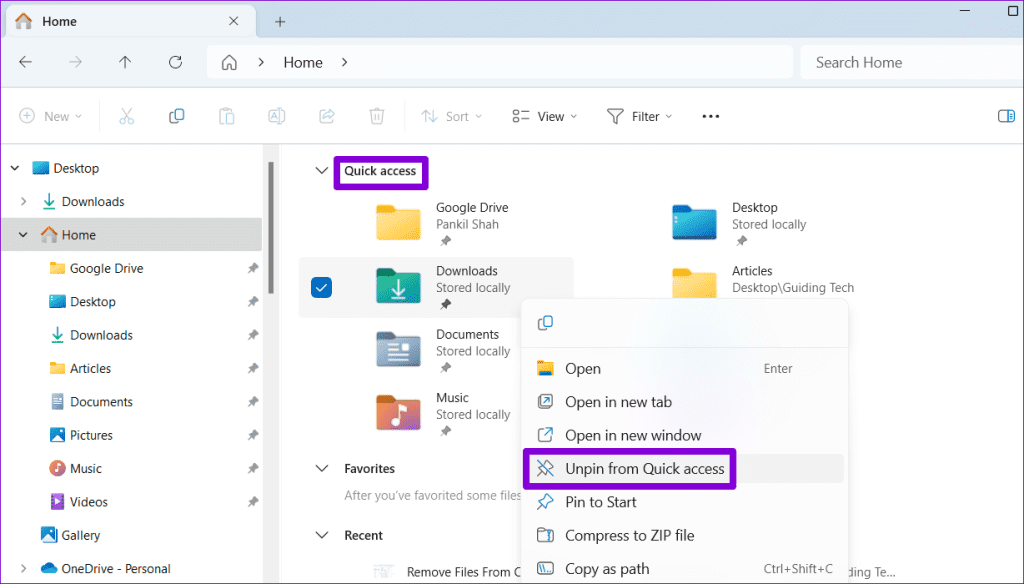 How to Remove Recent Files From Quick Access in Windows 11