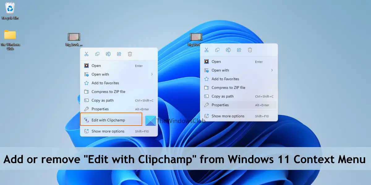 How to remove Edit with Clipchamp from Context Menu in Windows 11