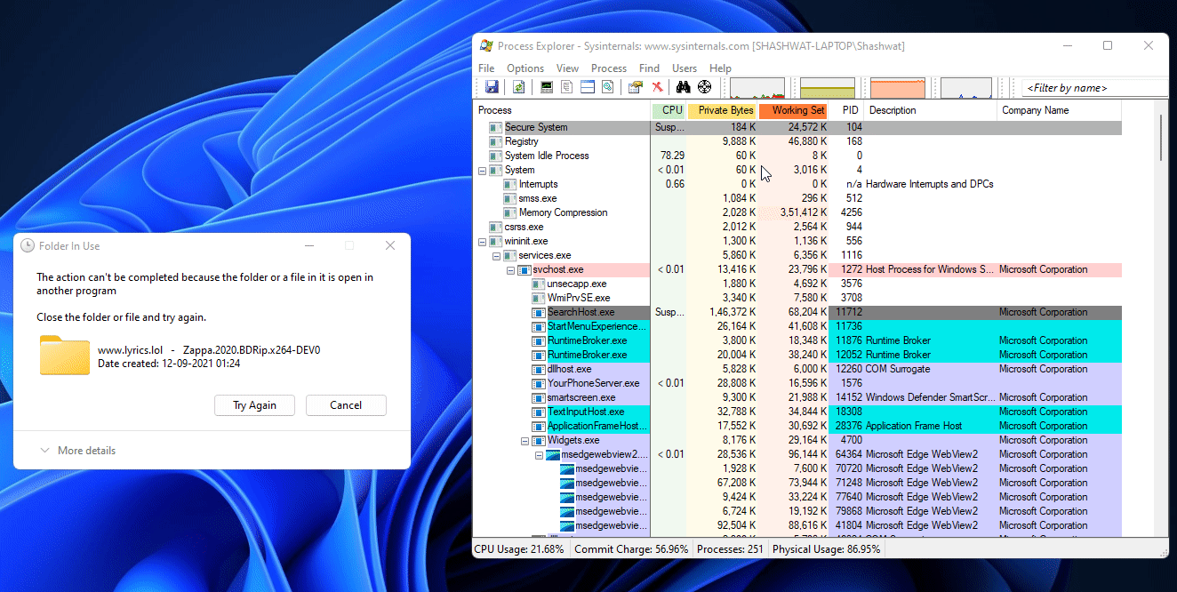 3 formas de encontrar qué archivo o carpeta está en uso actualmente en