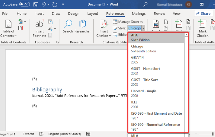 Come inserire citazioni e riferimenti in Microsoft Word