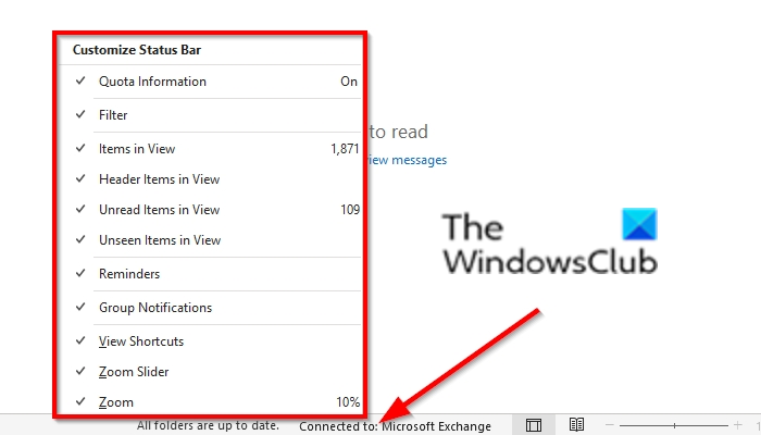 Come personalizzare la barra di stato in Outlook