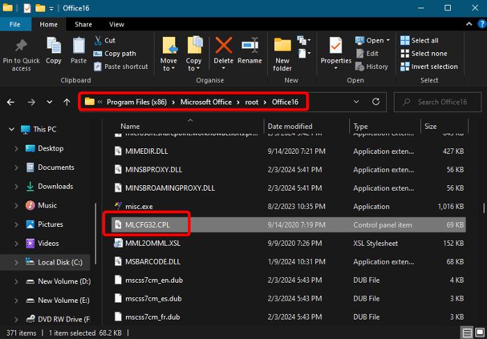 Outlook mail missing from Control Panel
