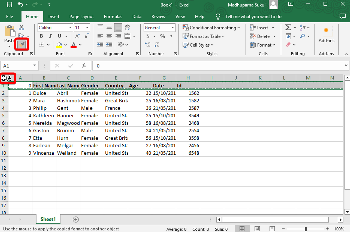 Make all cells the same size in Excel and google sheets
