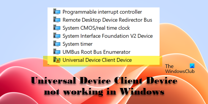 Il dispositivo client Universal Device non funziona in Windows 11