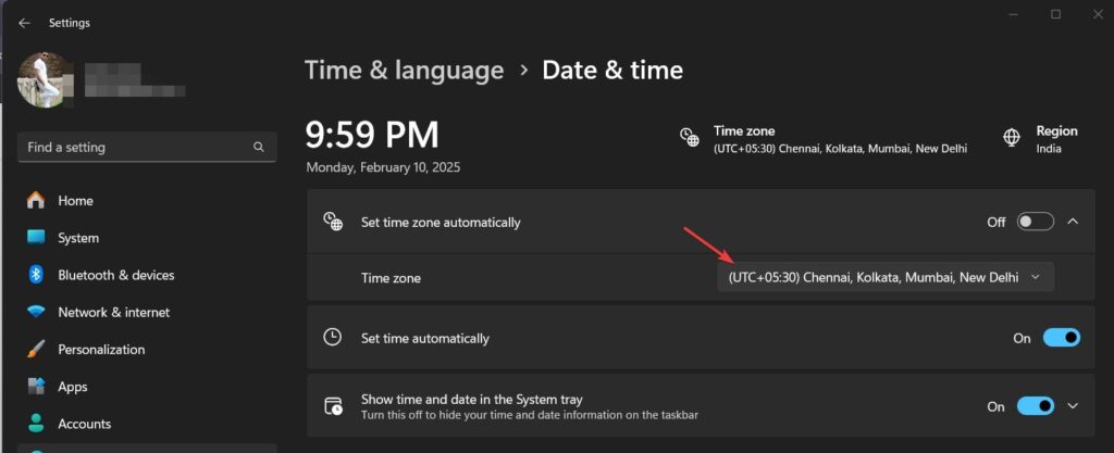 Set time zone automatically