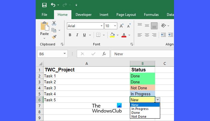 Excel と Google スプレッドシートで色付きのドロップダウン リストを作成する方法
