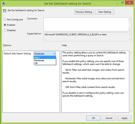 Hoe u de SafeSearchinstelling of filter in Windows 11/10 kunt in of uitschakelen