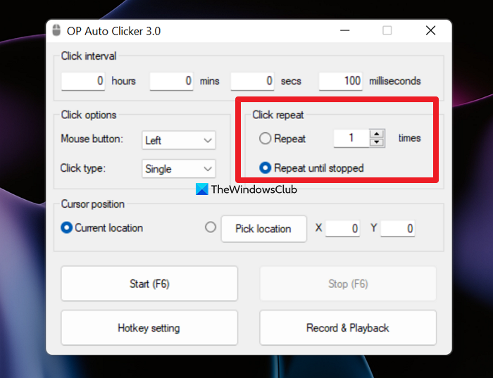 Automatize cliques do mouse usando OP Auto Clicker para Windows 11/10