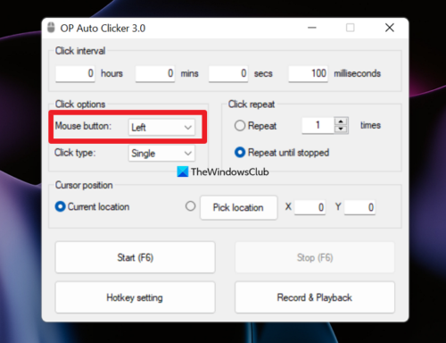 Automatize cliques do mouse usando OP Auto Clicker para Windows 11/10
