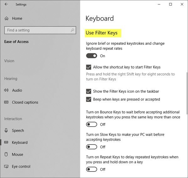 Så här slår du på eller av filternycklar i Windows 11 - Tiempo de Frikis