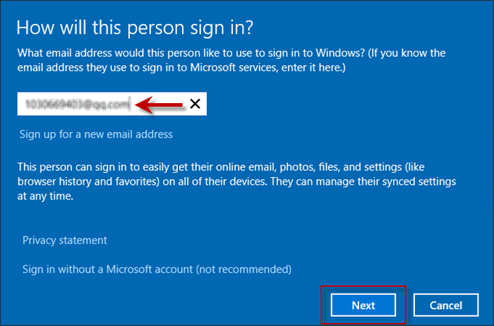 enter email address to create a Microsoft account or choose ' Sign in without a Microsoft
						account'