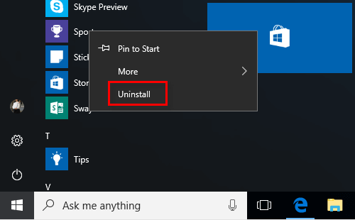 Come disinstallare app desktop e app di Windows in Windows 10