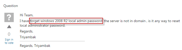 Ho dimenticato la password dell'amministratore R2 di Windows Server 2008