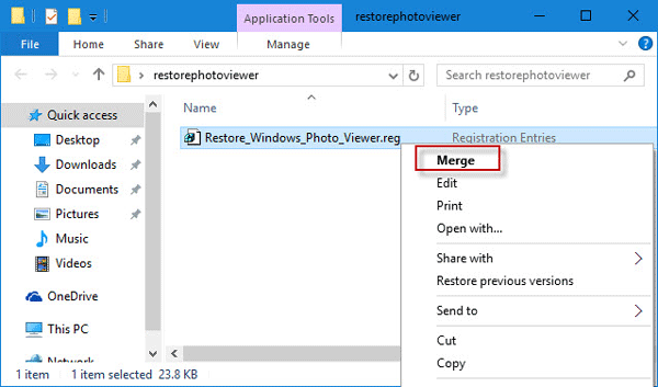 Hvordan komme tilbake mangler Windows Photo Viewer i Windows 10