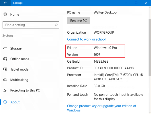 Finden Sie heraus, welche Ausgabe von Windows 10 Sie ausführen