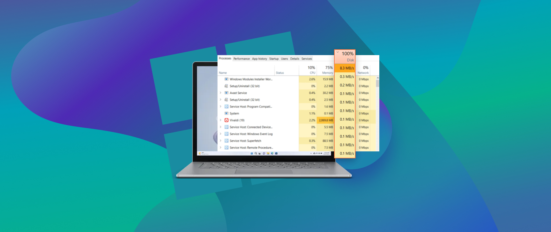 Jak opravit 100% využití disku na Windows 10