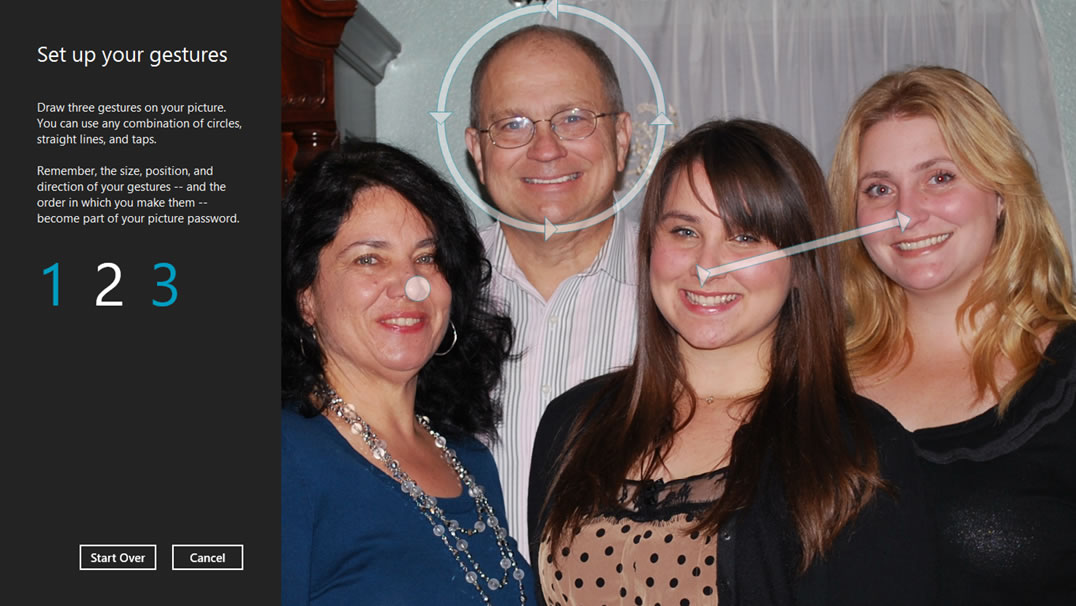 Windows8を使用すると、写真パスワードを介してサインインできます