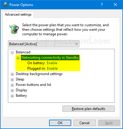 Evite que Windows 10 desconecte la red durante el sueño