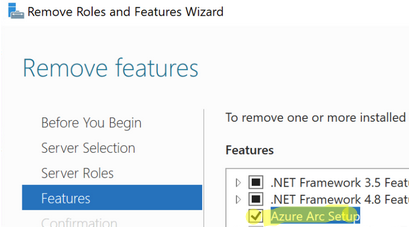 Removendo o recurso de configuração do Azure ARC no Windows Server 2022