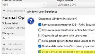 Išjunkite „Bitlocker“ automatinį disko šifravimą „Windows 11“