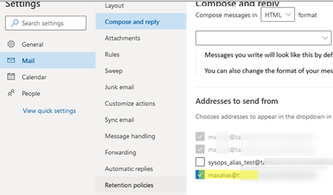 Envoyer à partir d'alias (adresse proxy SMTP) dans Échange en ligne (Microsoft 365)