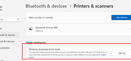 Windows Protected Print Mode (WPP) configureren