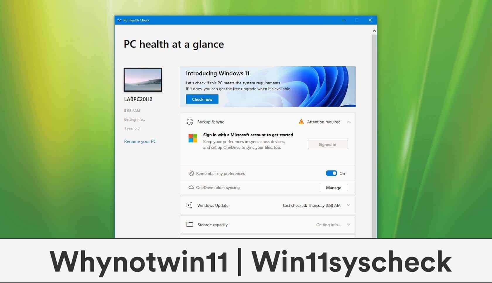 Outils Whynotwin11 et Win11syscheck pour vérifier la compatibilité avec Windows 11