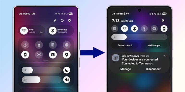 Recupere el panel de configuración rápida con notificaciones en una interfaz de usuario 7