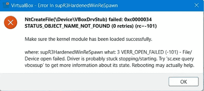 supp3hardenedwinrespawnでvirtualboxエラーを修正する方法Windows11