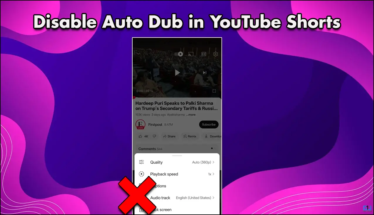 Jak deaktivovat auto Dub v šortkách YouTube a dalších videích