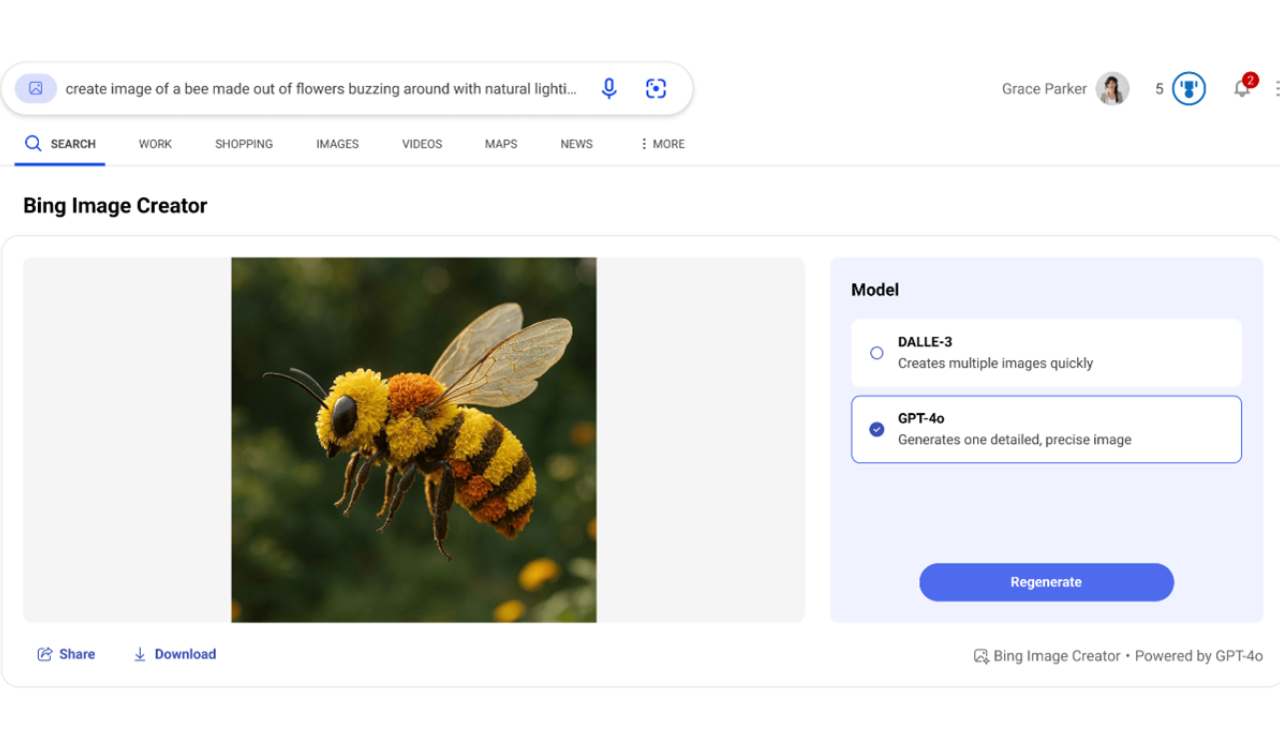 Bing Image Creator voegt gratis GPT-4O afbeelding generatie toe naast Dall-E 3