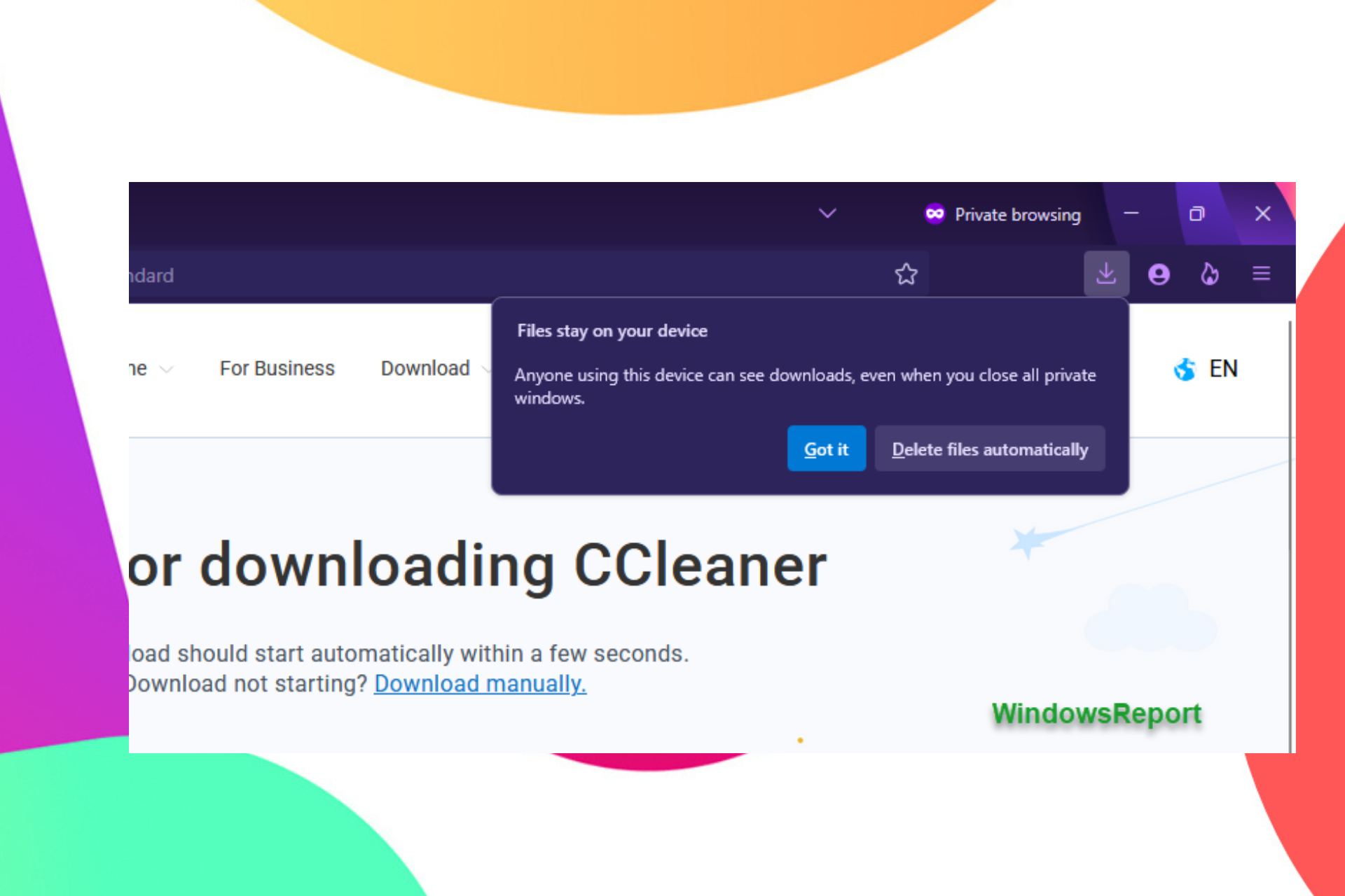 Firefox ya no se descarga automáticamente en la navegación privada