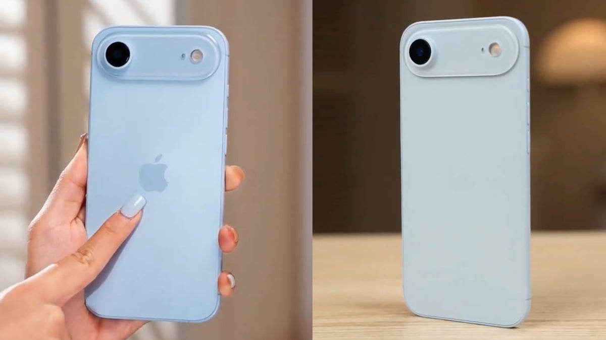 Sky Blue iPhone 17 Aire visto en video de la unidad ficticia