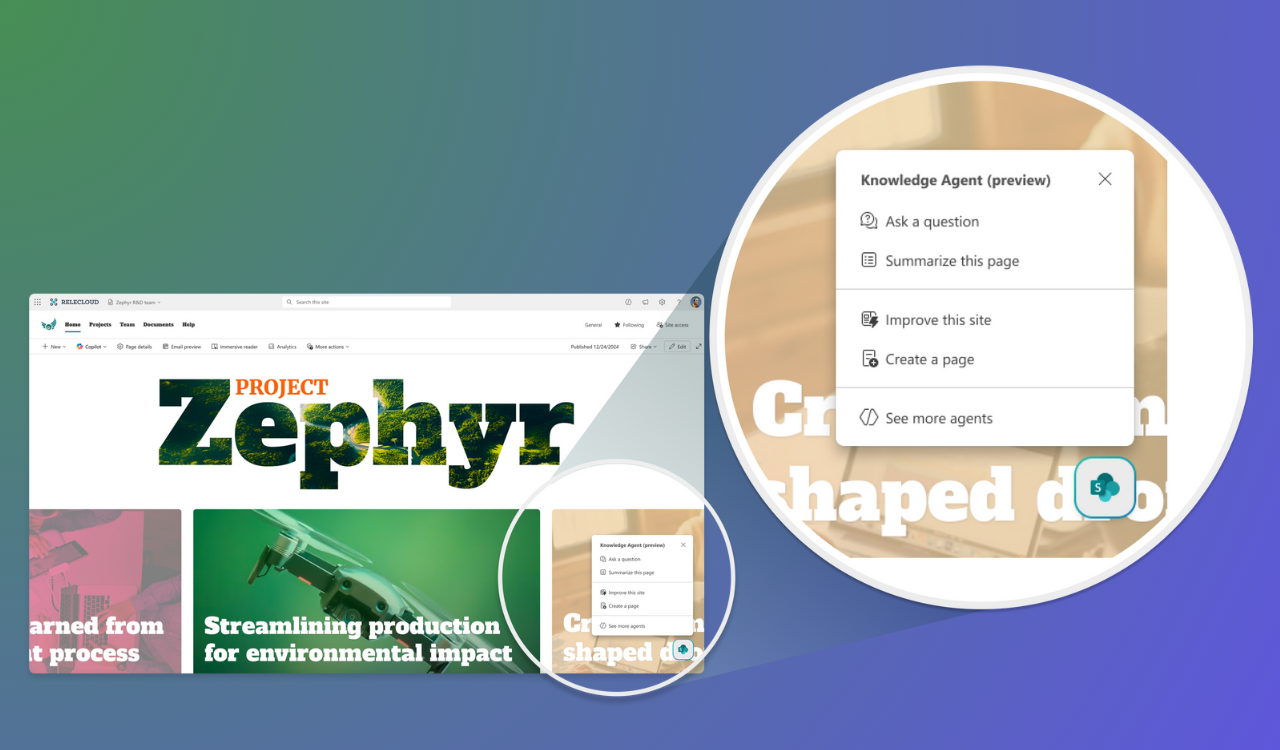 MicrosoftはSharePointの知識エージェントを発表します