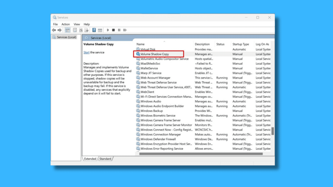 Πώς να διορθώσετε την υπηρεσία σκιάς όγκου που δεν λειτουργεί στα Windows