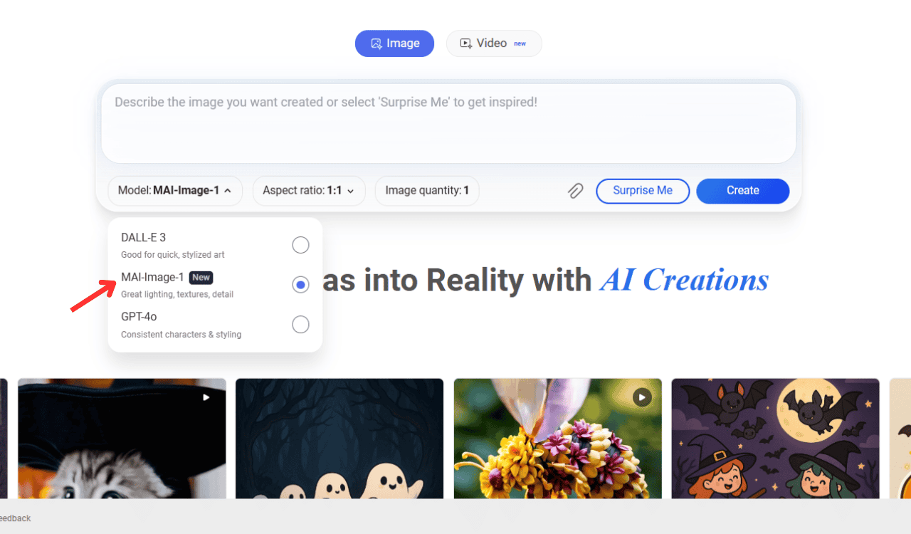 Práctica con el modelo de generador de imágenes 'MAI-Image-1'; Ahora disponible en Bing