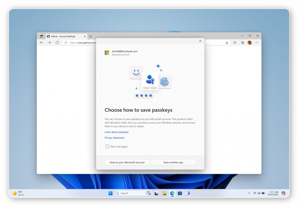 Microsoft Edge ora sincronizza le passkey su tutti i dispositivi Windows, rafforzando il push senza password