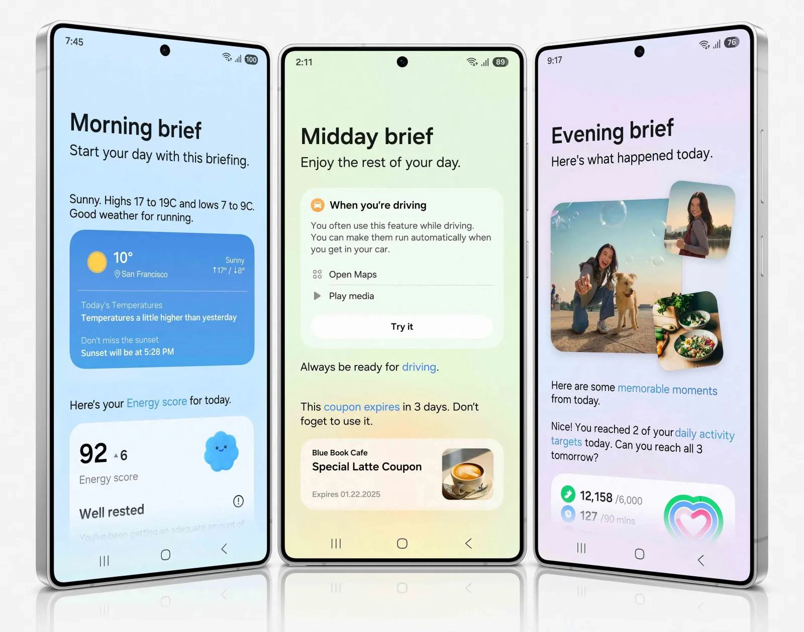 Eén UI 8.5 voor slimmere YouTube- en Spotify-suggesties via Now Brief