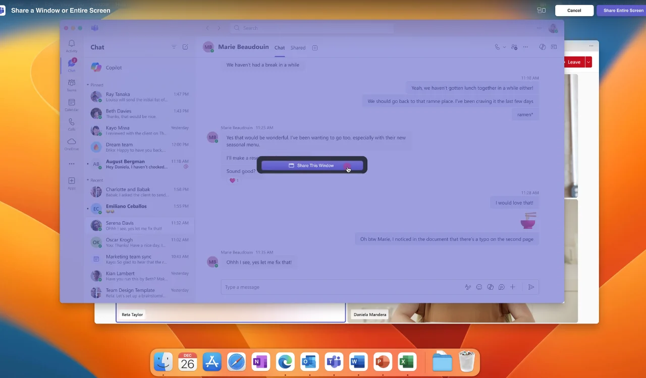 Microsoft、ついに Mac ユーザーにチームでの画面共有を提供